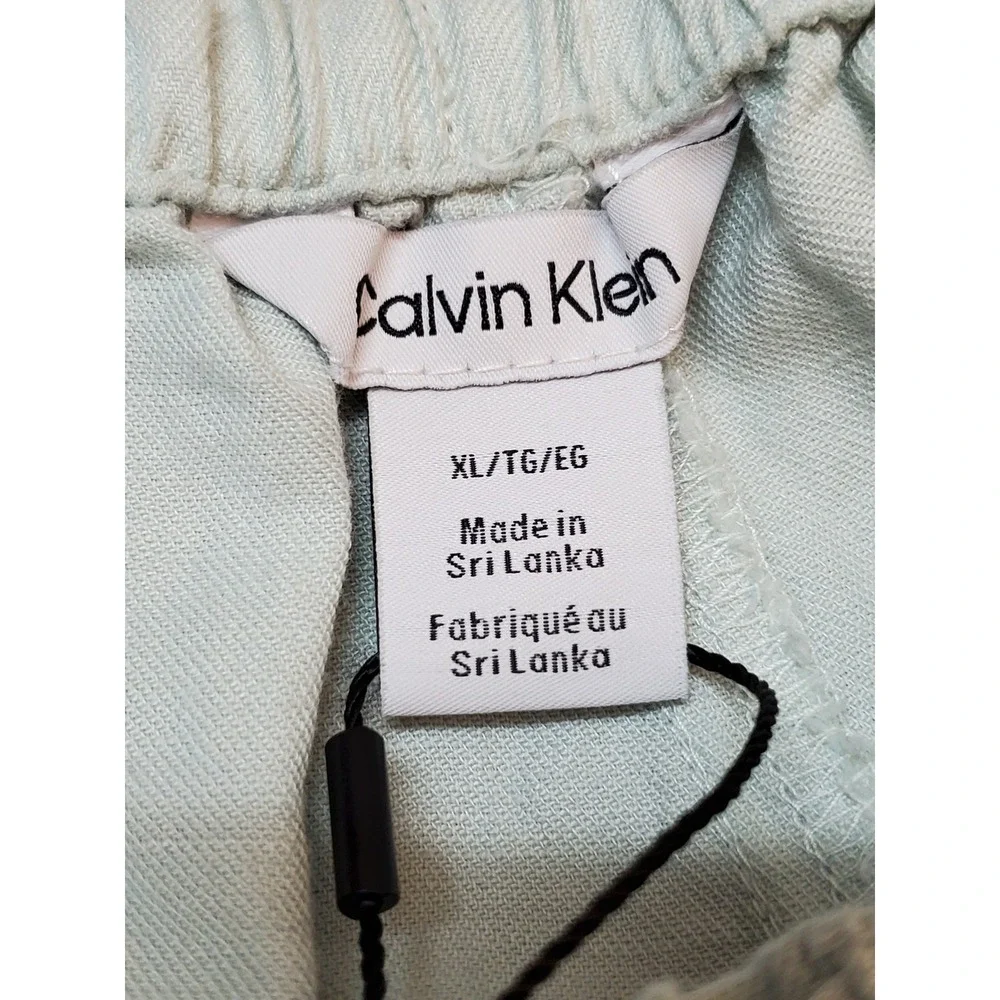 Calvin Klein Women Shorts X-LARGE Light Green Linen Coastal Beach 4